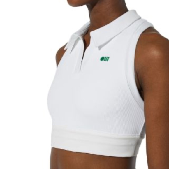 SOLID & STRIPED Other - Solid & Striped Long Lined Sports Bra White/Green Collared